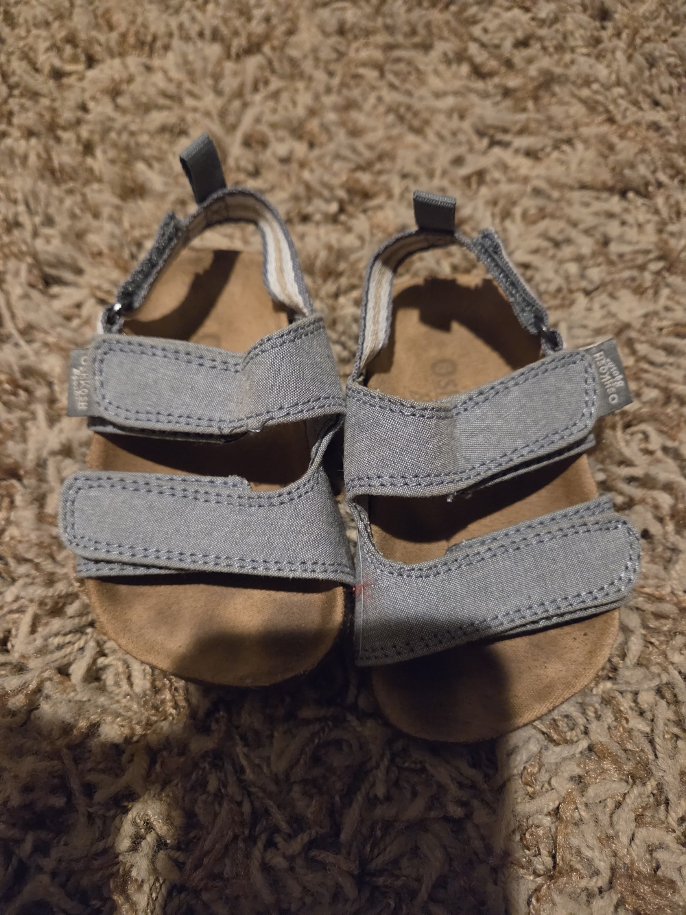 Kids Grey Hook-and-Loop Sandals